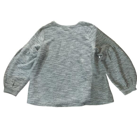 NWT STYLE & CO. WOMEN'S NEUTRAL LUREX WHITE/GRAY/SILVER BALOON SLEEVE SWEATER 0X - Picture 4 of 6